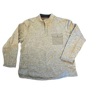 OUTDOOR LIFE Henley Heathered Oatmeal Brown Popover Sweater, size XL